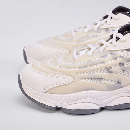 Mesh Pattern Running Sneakers – White