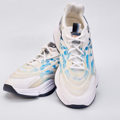 Mesh Pattern Running Sneakers – White Blue
