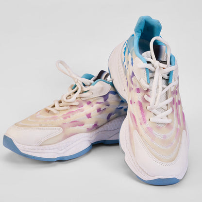 Mesh Pattern Running Sneakers – Multicolor