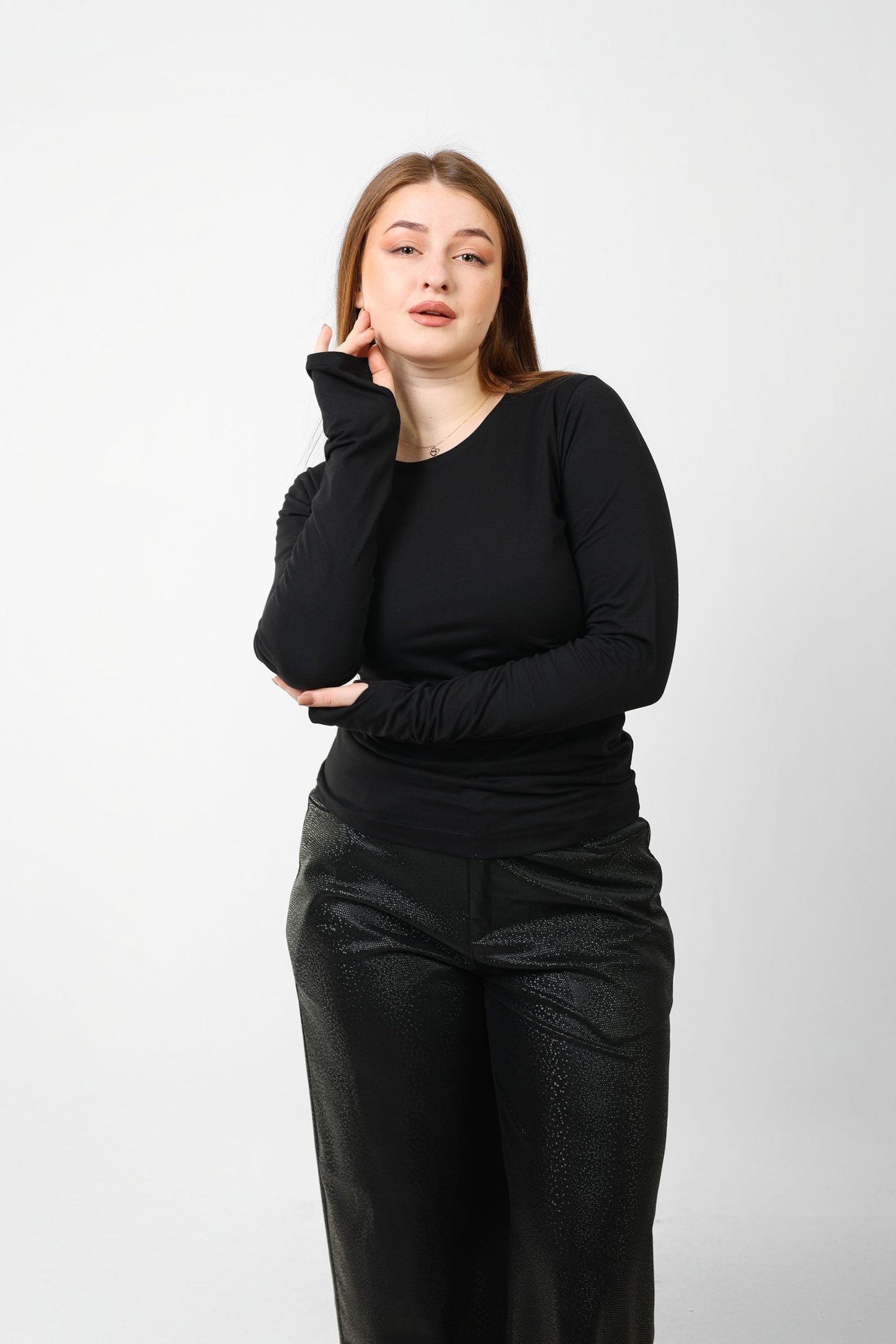 Cotton Finger Long Sleeves - Black