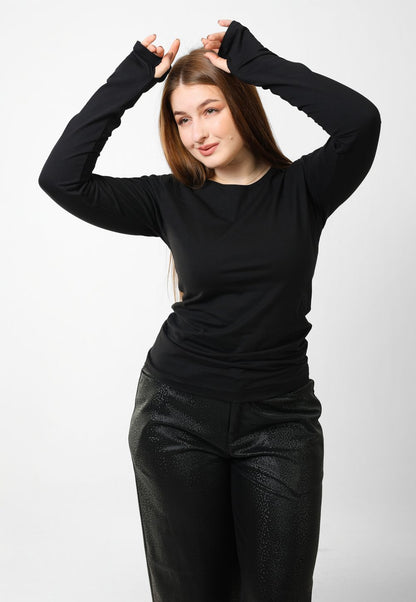 Cotton Finger Long Sleeves - Black