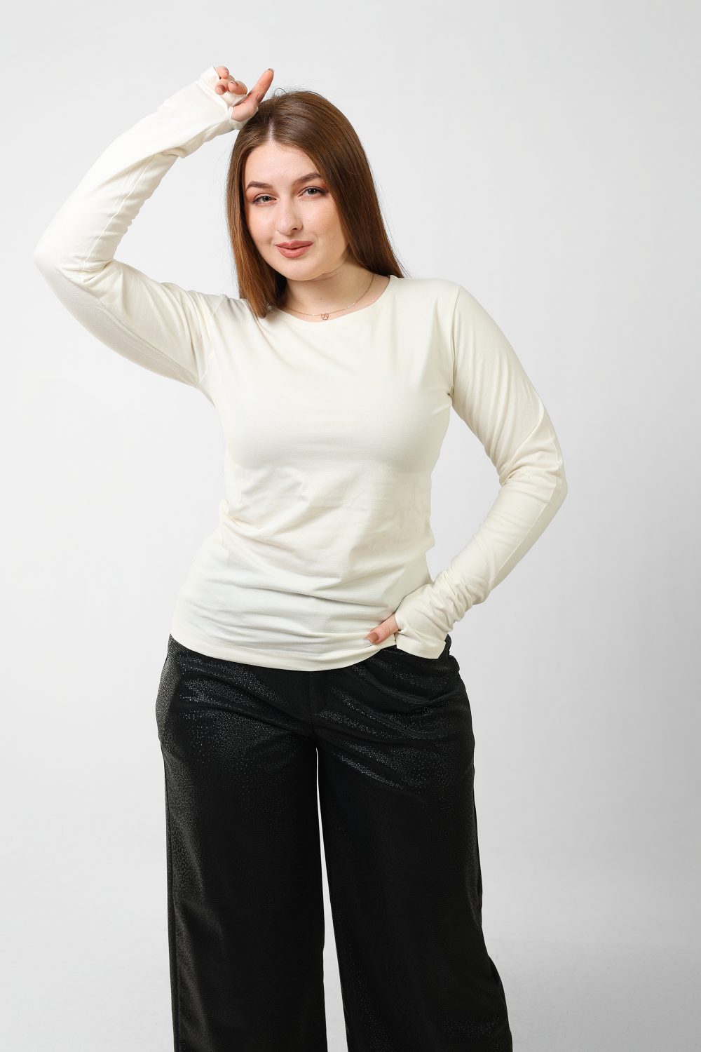 Cotton Finger Long Sleeves - White