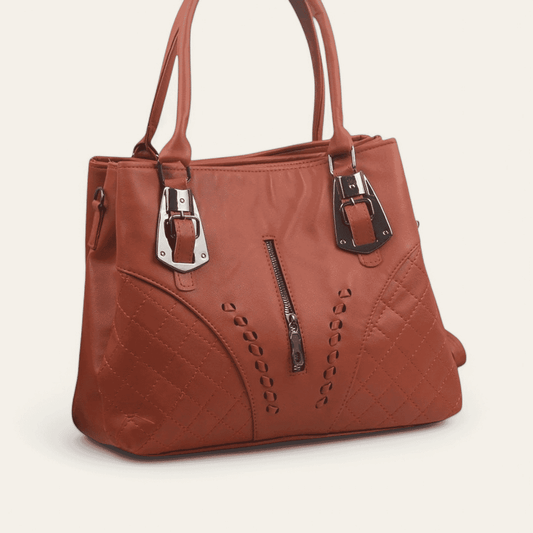 Leather Hand Bag With Cross Hand – Havan