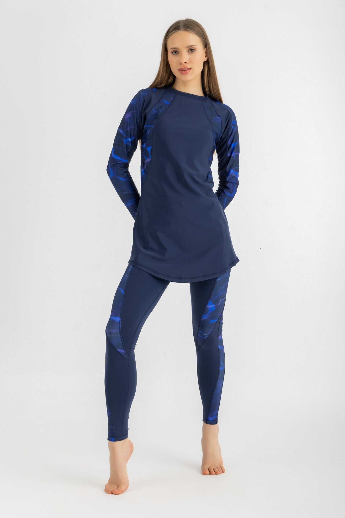 Lycra Asymmetrical Basic Swimsuit - Navy