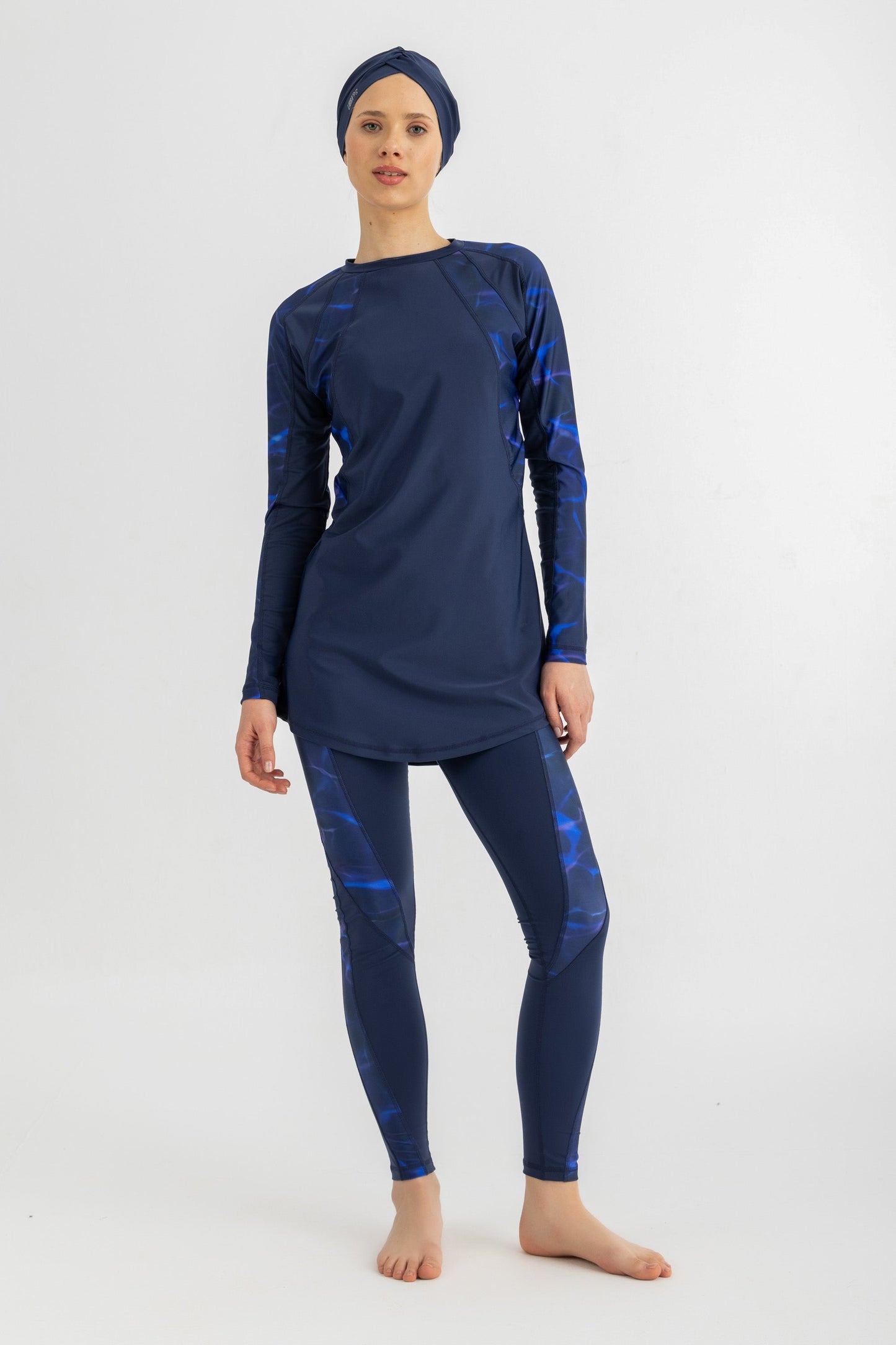 Lycra Asymmetrical Basic Swimsuit - Navy