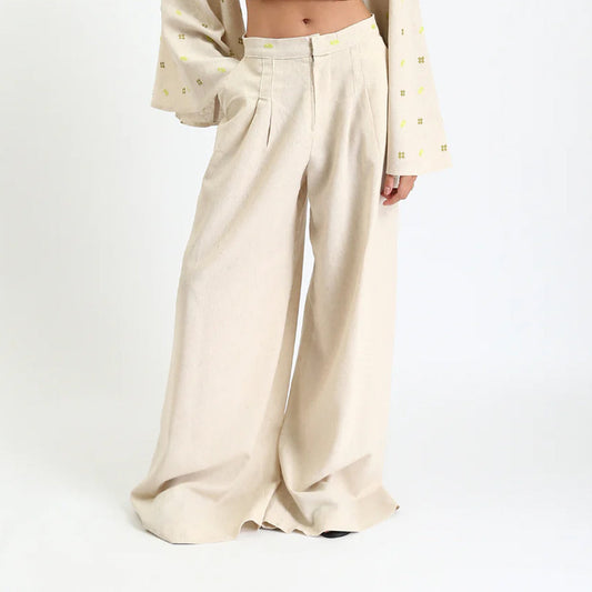 High-Waisted Wide-Leg - Beige