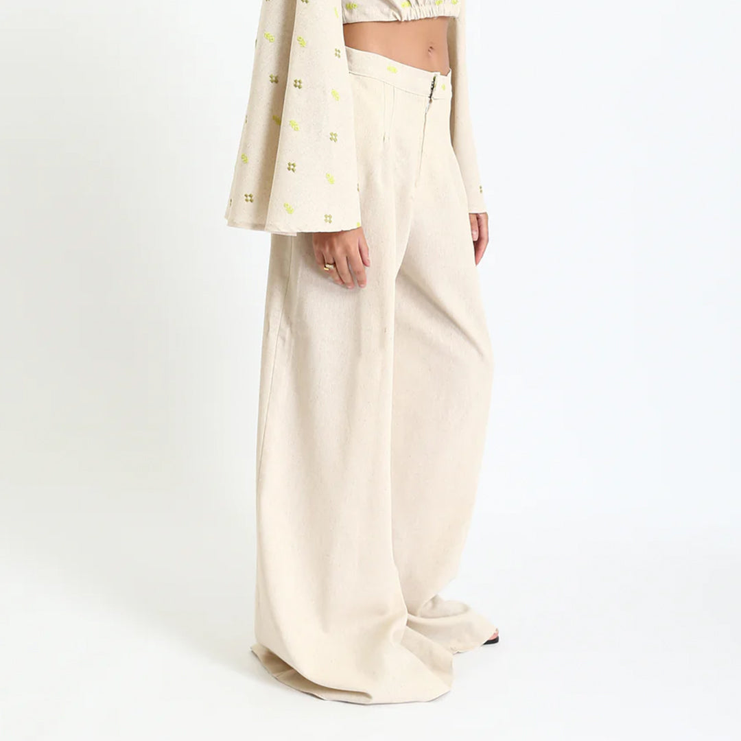 High-Waisted Wide-Leg - Beige