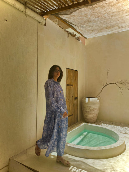 Linen Tie-Dye Shirt Dress – Jeans Blue