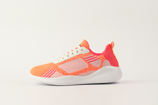 Textured Lace-Up Sneakers - Orange