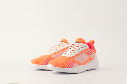 Textured Lace-Up Sneakers - Orange