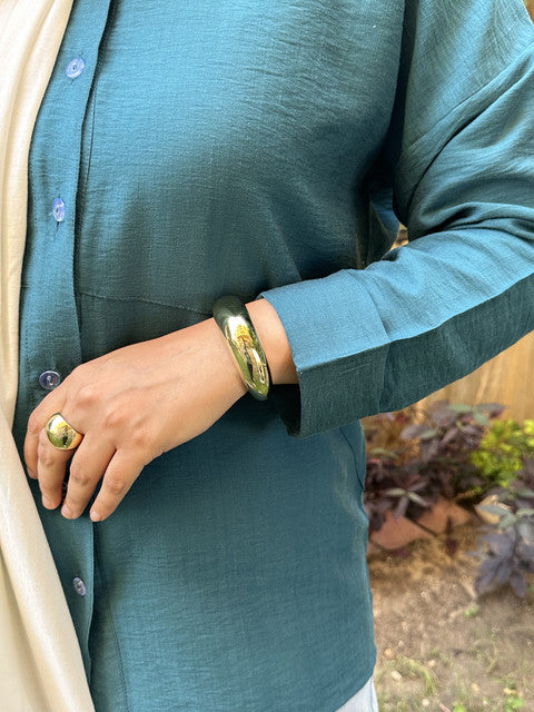 Linen Long Sleeve Shirt – Teal Green