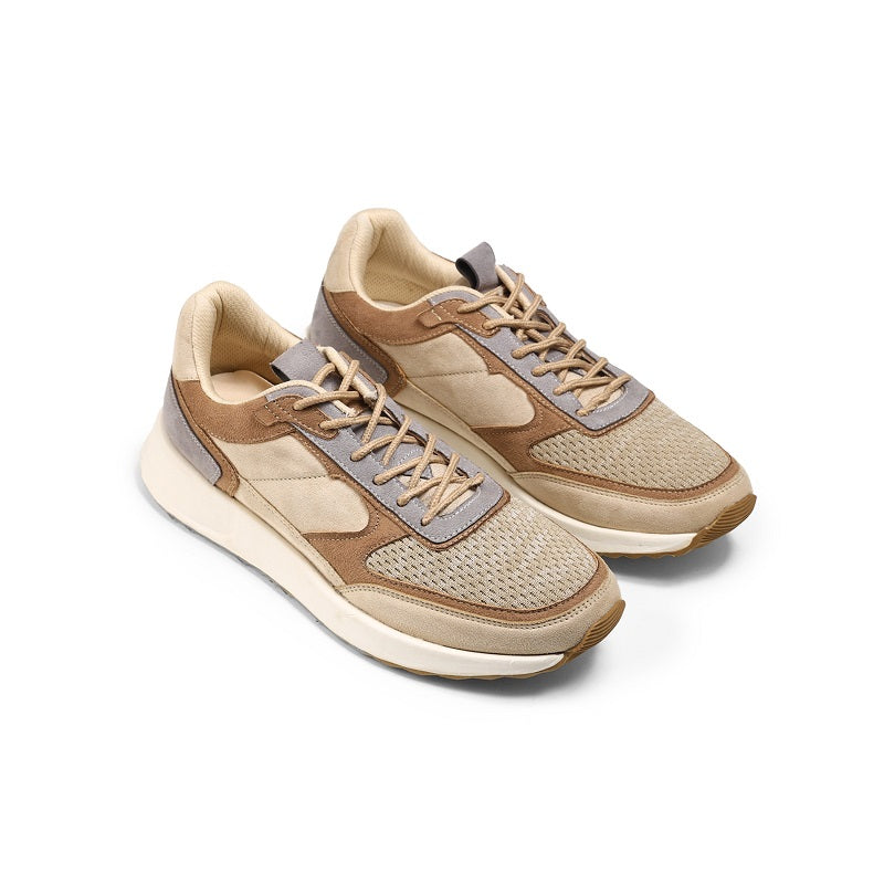 Suede Leather Sneakers- Beige