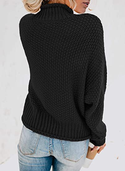 Wool Oversized Pullover Top - Black