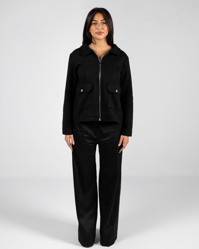 Wool Solid Jacket – Black