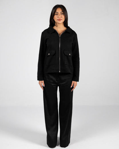 Wool Solid Jacket – Black