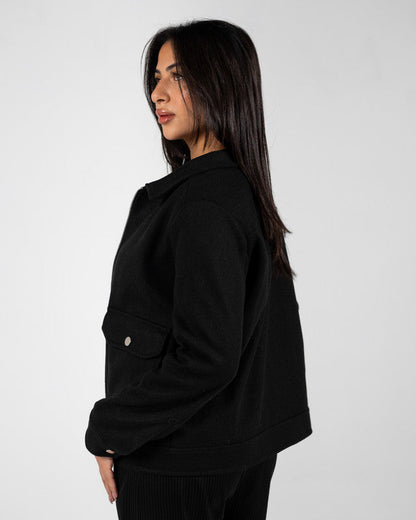 Wool Solid Jacket – Black