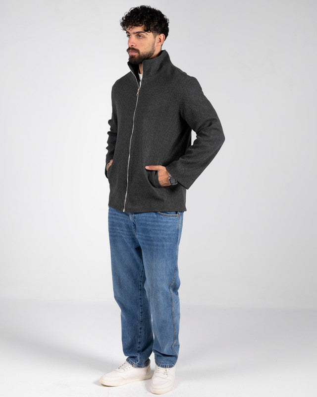 Wool Solid Jacket – Dark Grey