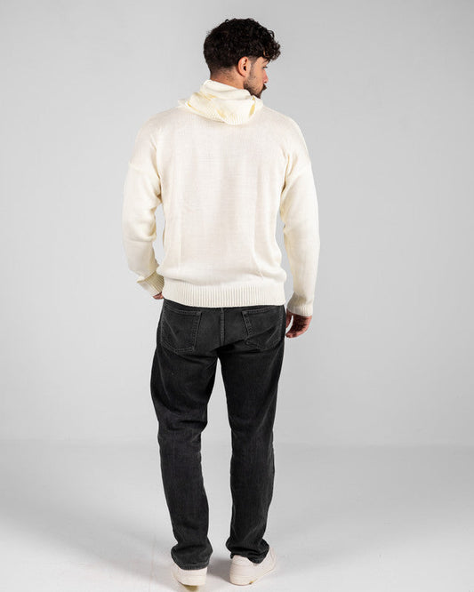 Cotton Knitted Tricot Oversized Hoodie – Off White
