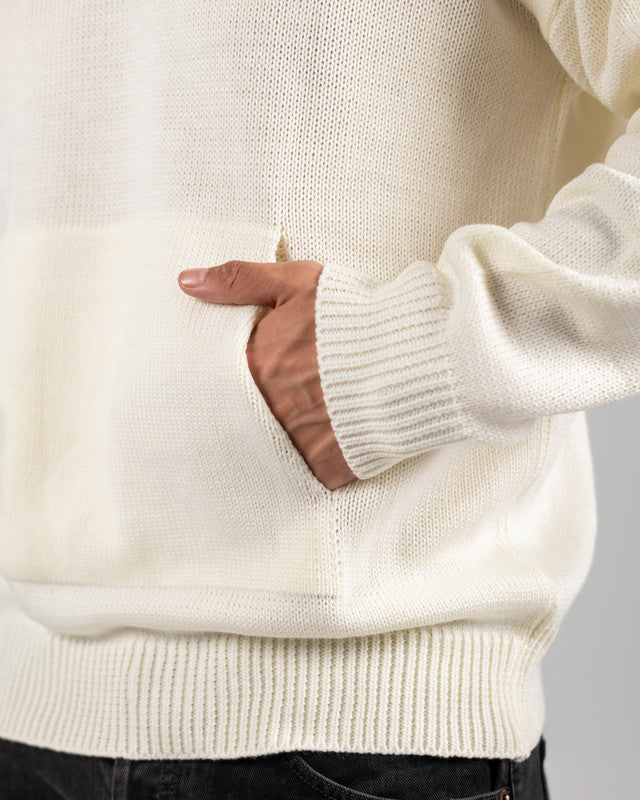 Cotton Knitted Tricot Oversized Hoodie – Off White