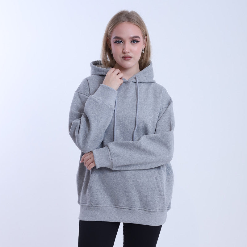Melton Solid Hoodie – Grey