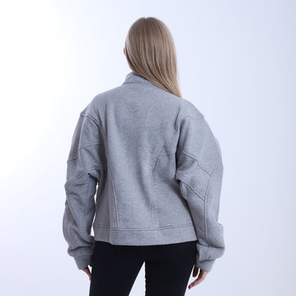 Melton Solid Full-Zip Jacket – Grey