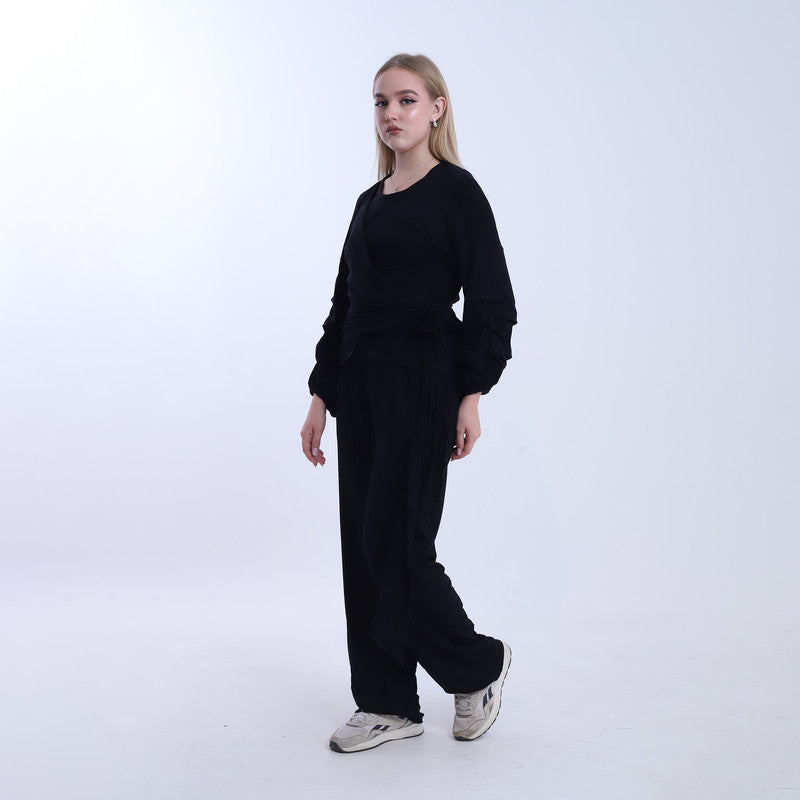 Lycra Solid Two-Piece Set – Black