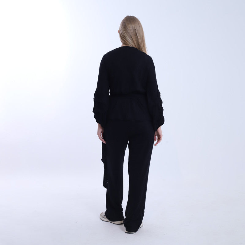 Lycra Solid Two-Piece Set – Black