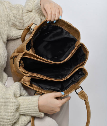 Faux Leather Quilted Panel Tote Shoulder Bag – Black