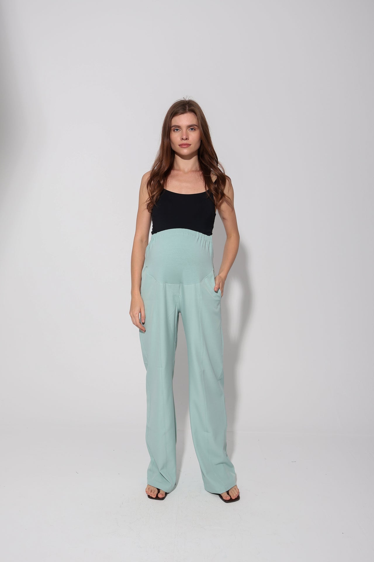 Tailored Formal Over-Belly Straight-Leg Maternity Pants