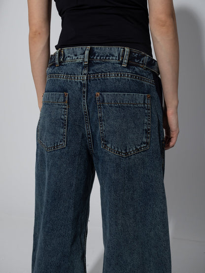 Denim Washed Turn-Up Maternity Jeans – Greenish Blue