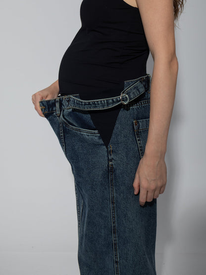 Denim Washed Turn-Up Maternity Jeans – Greenish Blue
