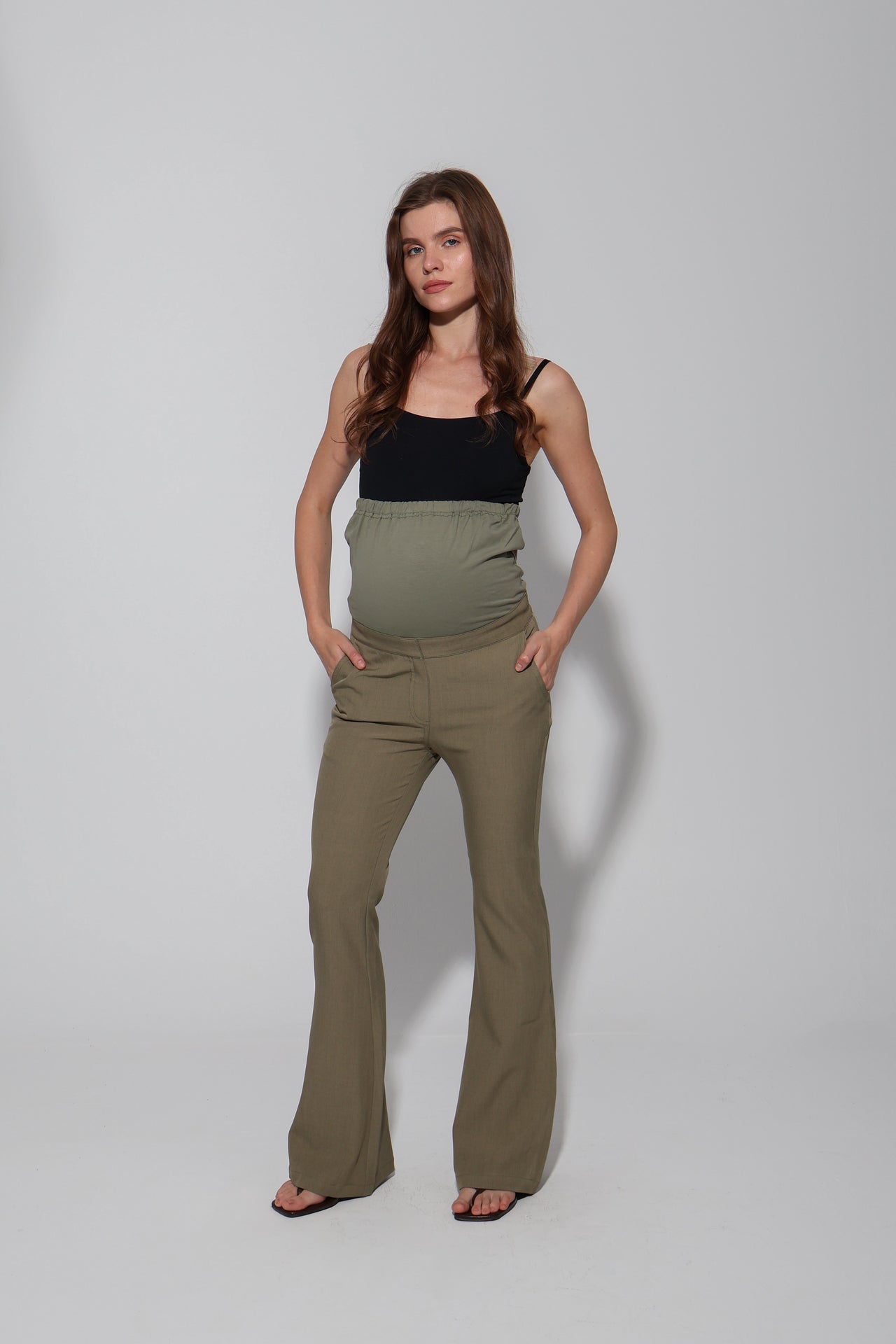 Tailored Formal Over-Belly Flare Maternity Pants