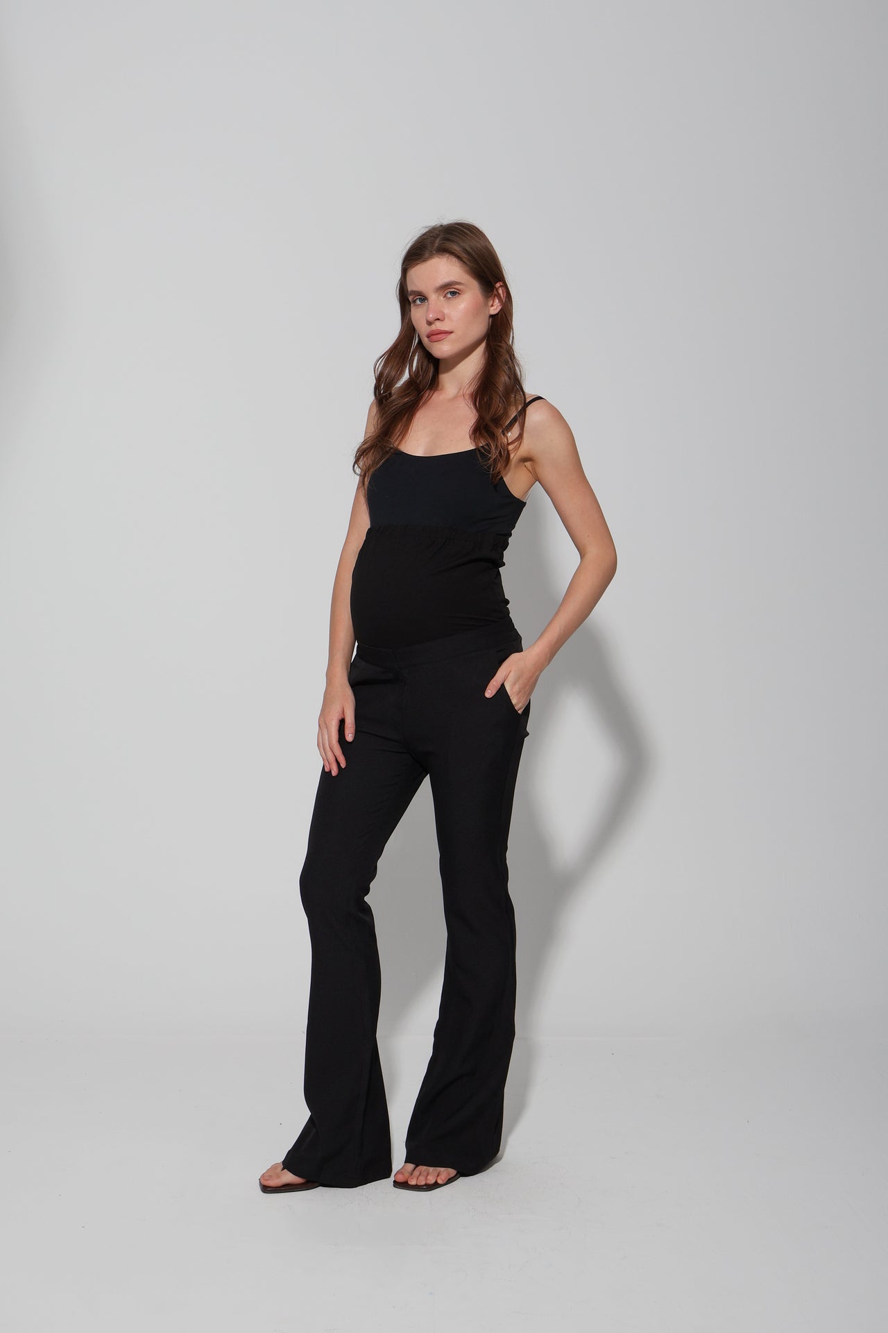 Tailored Formal Over-Belly Flare Maternity Pants