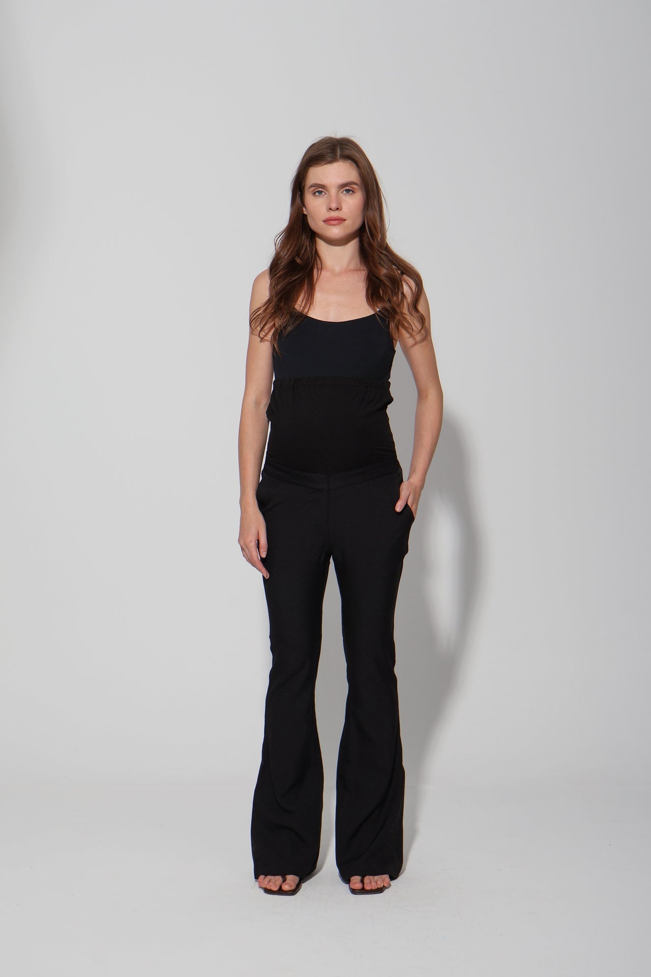 Tailored Formal Over-Belly Flare Maternity Pants