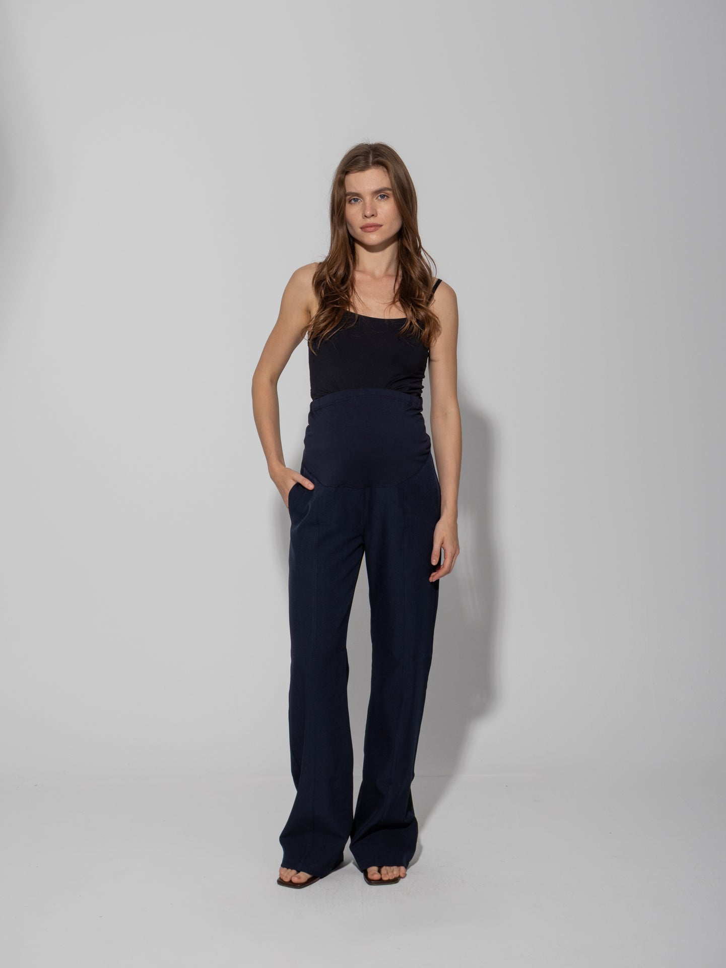 Tailored Formal Over-Belly Straight-Leg Maternity Pants