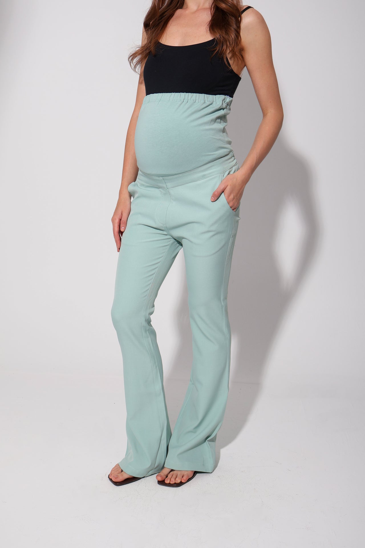 Tailored Formal Over-Belly Flare Maternity Pants