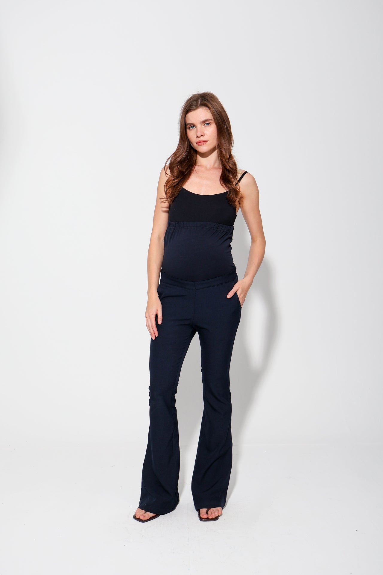 Tailored Formal Over-Belly Flare Maternity Pants