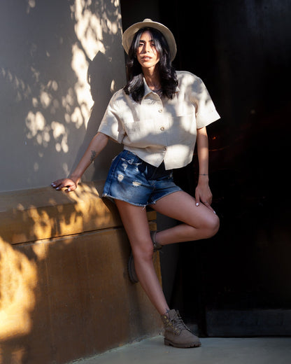 Linen Oversized Shirt – Beige