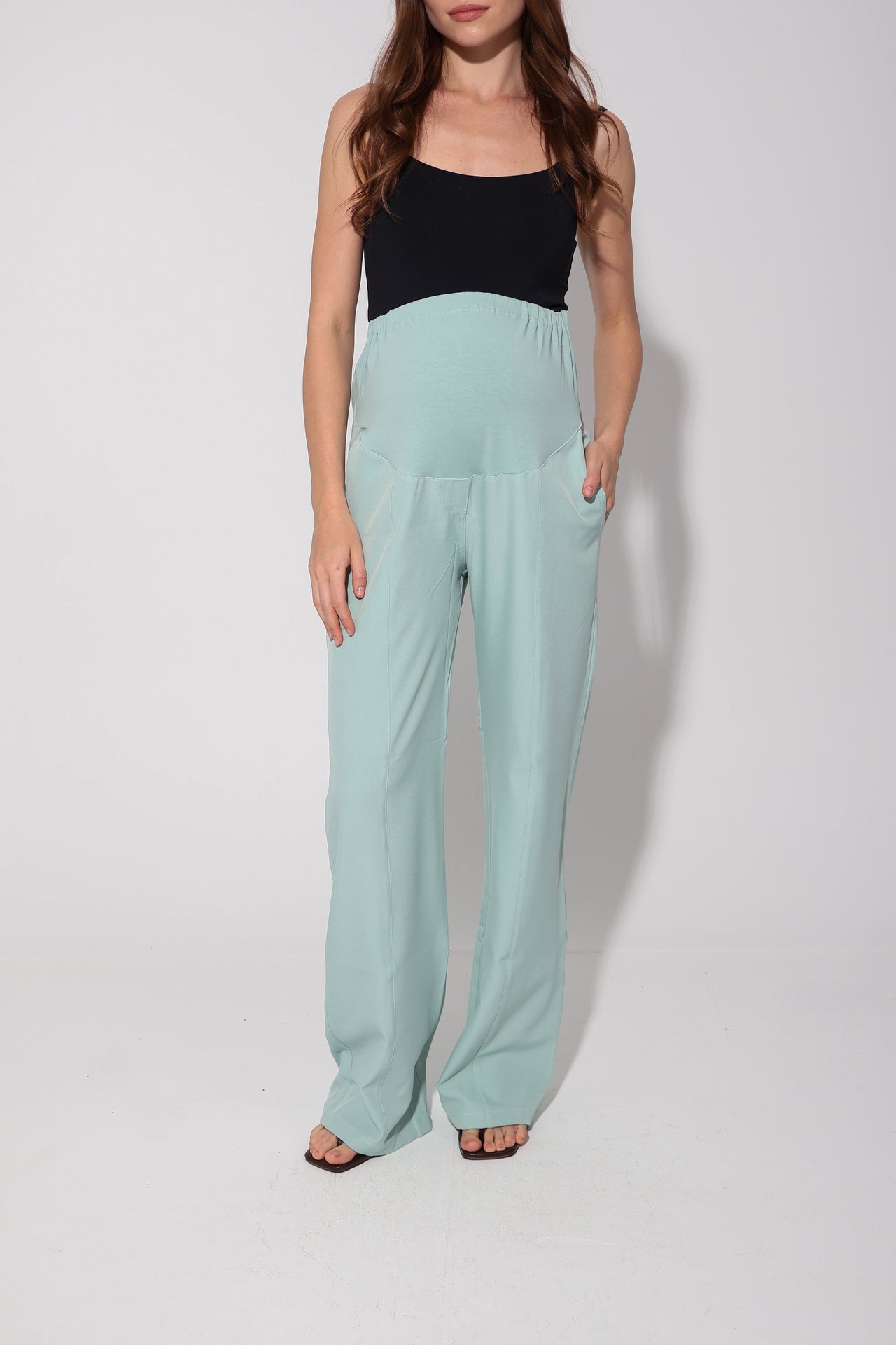 Tailored Formal Over-Belly Straight-Leg Maternity Pants