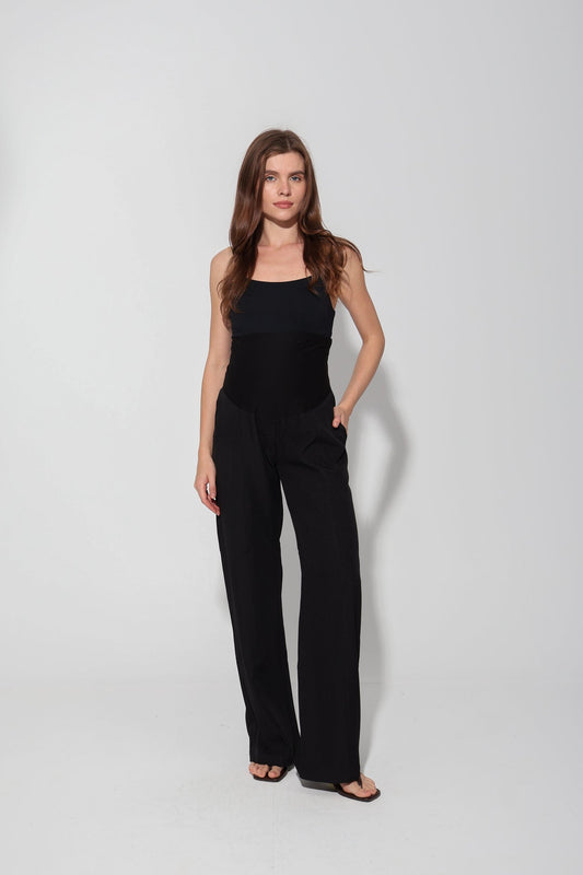 Tailored Formal Over-Belly Straight-Leg Maternity Pants