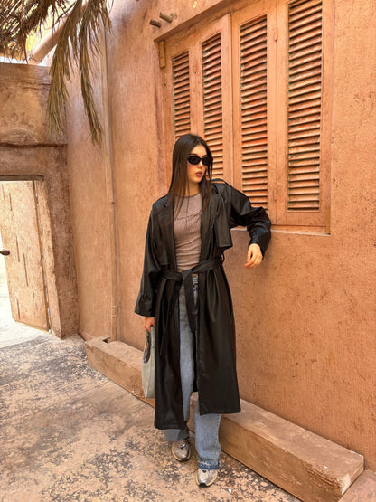 Leather Posh Trench - Black
