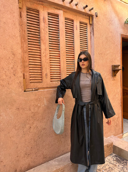 Leather Posh Trench - Black