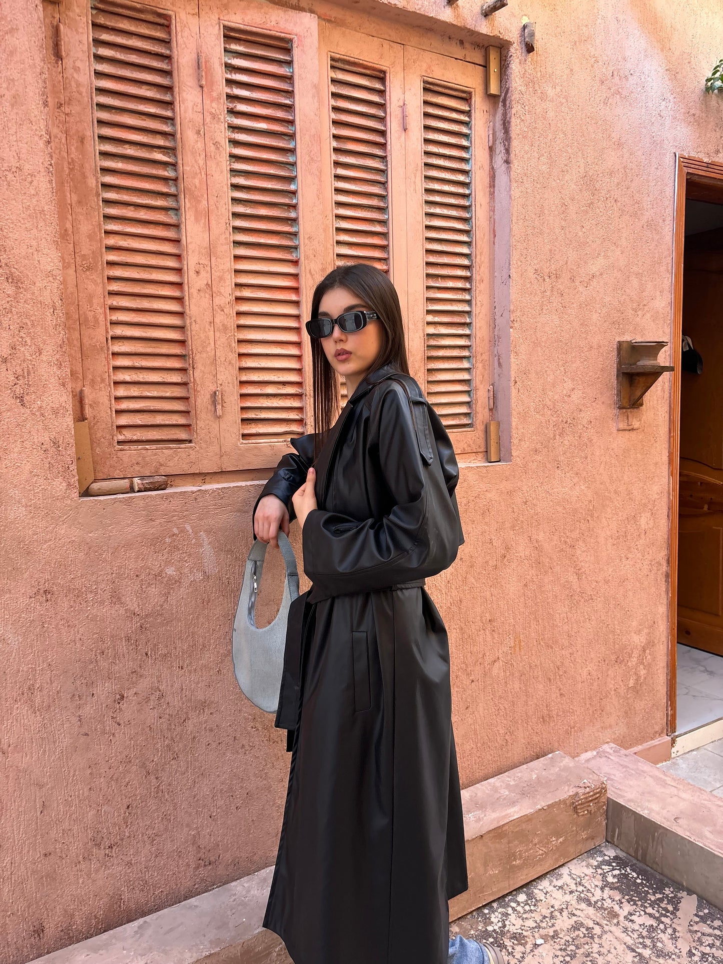 Leather Posh Trench - Black