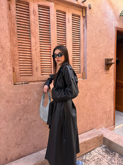 Leather Posh Trench - Black