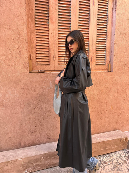 Leather Posh Trench - Black