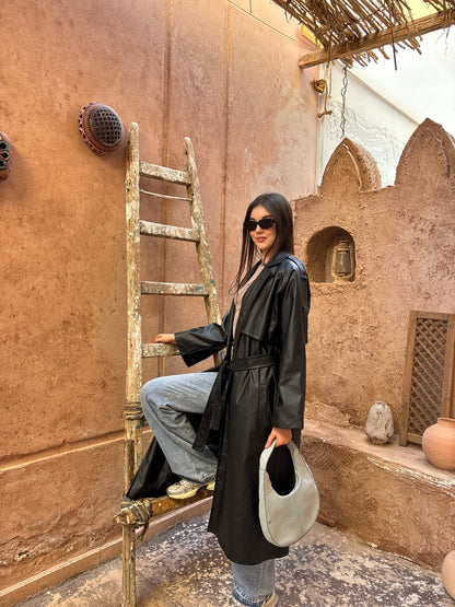 Leather Posh Trench - Black