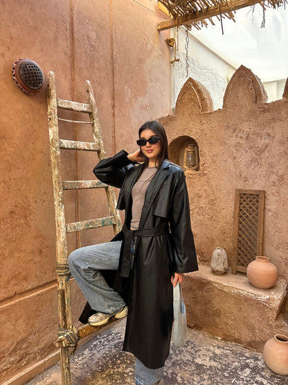 Leather Posh Trench - Black