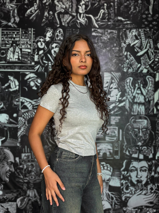 Cotton Basic Fitted T-Shirt – Light Grey