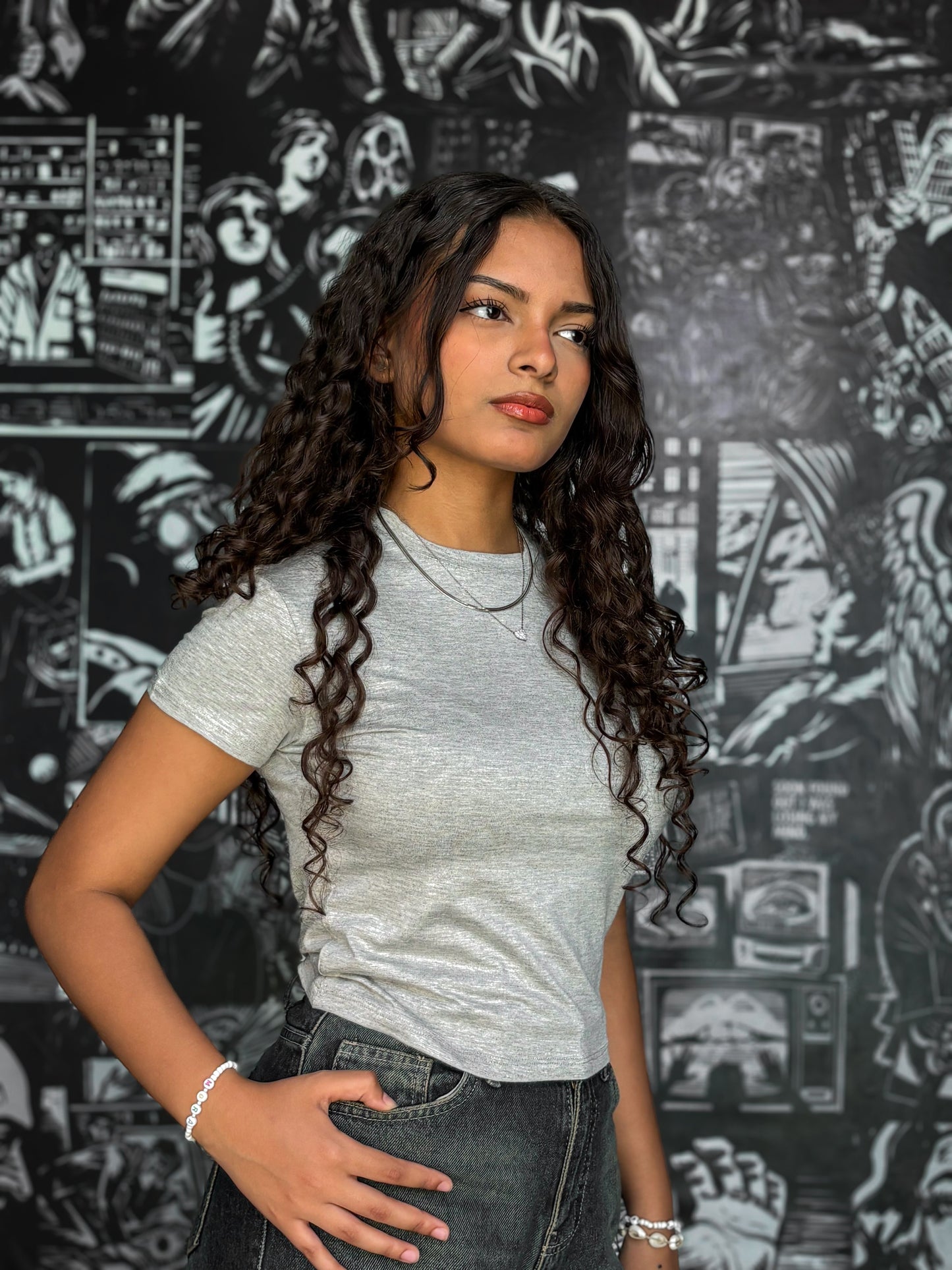 Cotton Basic Fitted T-Shirt – Light Grey