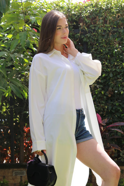 Summer Breeze Shirt Dress - White